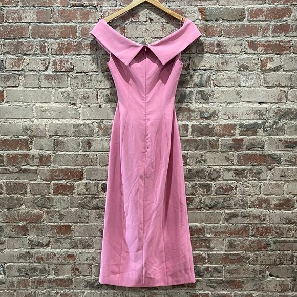 Finders Keepers Pink Off The Shoulder Mae Midi Dress Size 4 Small - Picture 7 of 7